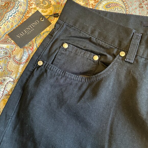 NWT Valentino Ladies Jeans - Navy Blue Cotton Twill  - Straight Leg Size 33 X 33 - Picture 2 of 12